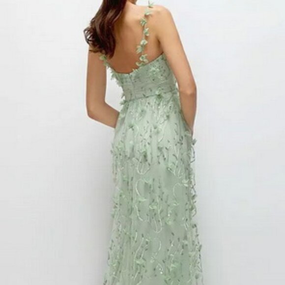 Dessy Collection Celedon Green Floral Embroidered Gown 3156 - Picture 5 of 6